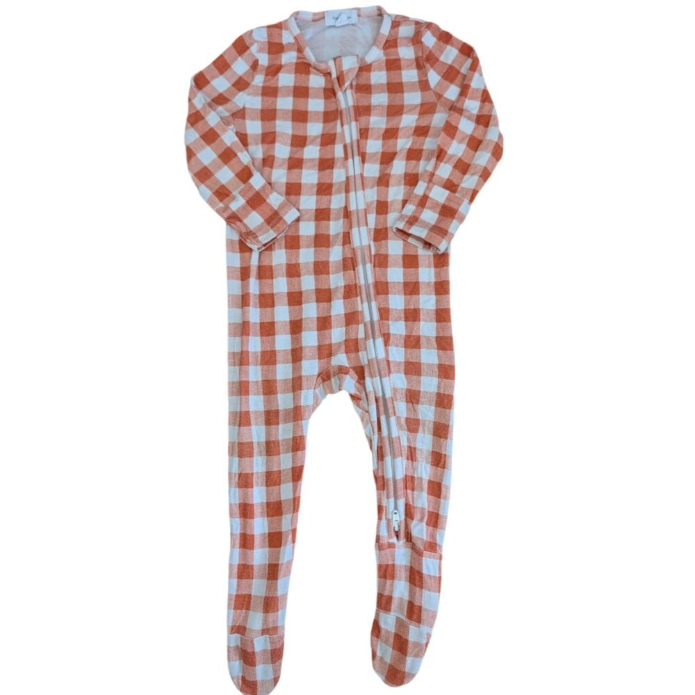 Angel Dear Orange Checkered Footie Sleeper 6-9m